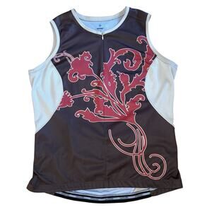 Specialized Racing Cycling Sleeveless 1/2 Zip XL Womens Shirt Pockets Brown Poly